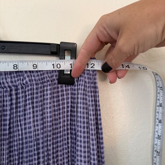 Double D Ranchwear Purple Gingham Maxi Skirt W/ Elastic Waist Lightweight Sz M - Picture 6 of 7